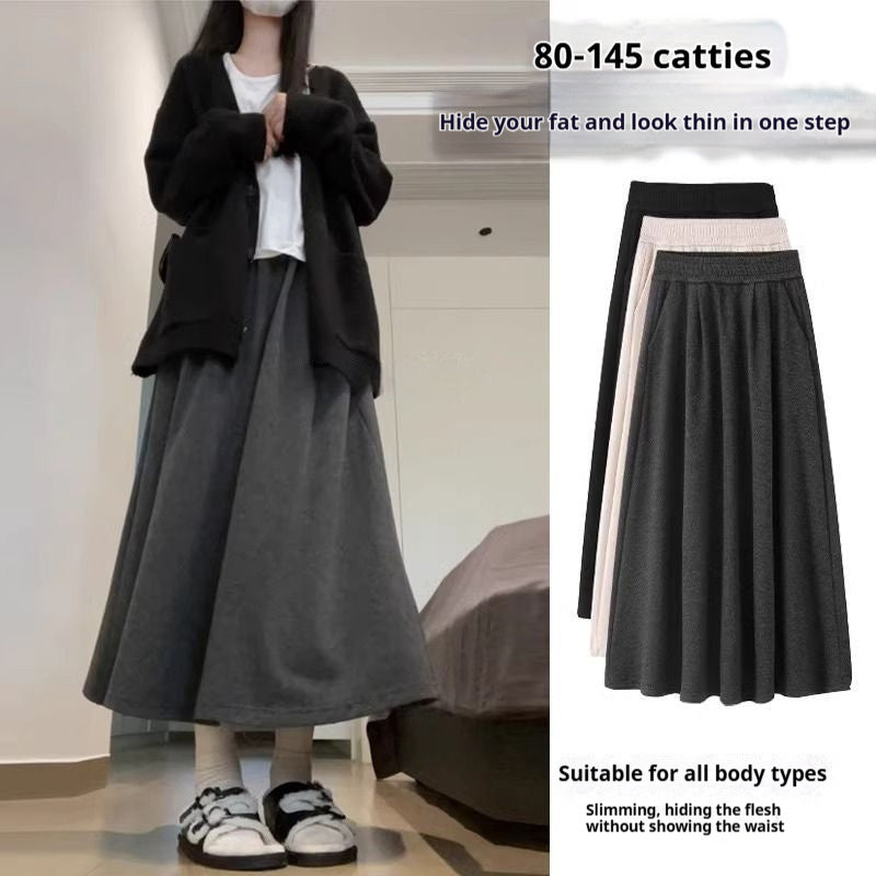 Mid-length High Waist Drooping Slimming Skirt