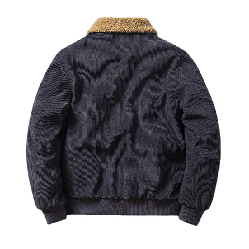 Autumn And Winter New Corduroy Cotton Coat Men's Fur Collar Casual
