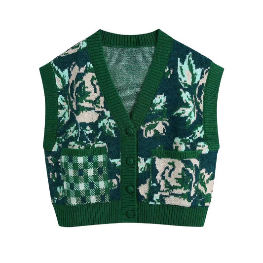 Casual Minimalist Jacquard Knitted Vest
