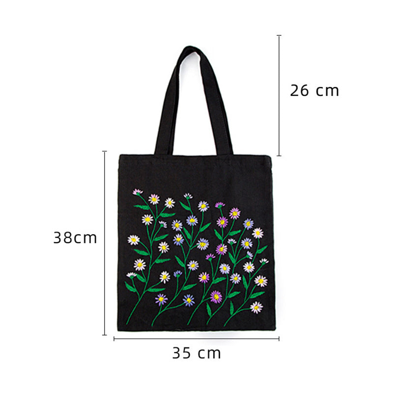 Students Fashion Simple Embroidery Canvas Bag