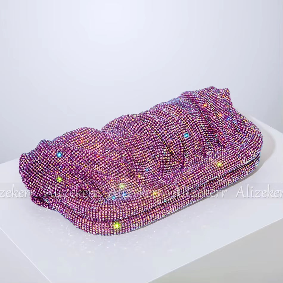 Luxury Rhinestone Evening Clutch Bags for Women - Crystal Folded Purses and Handbags for Weddings and Parties, High Quality Designer Accessories