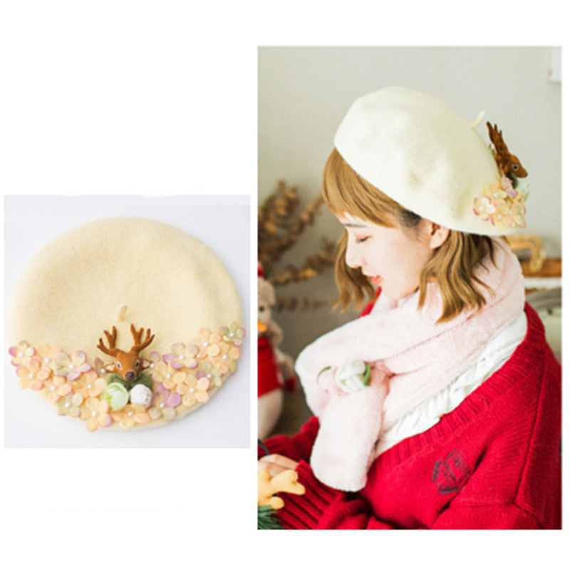 Women's Fashion Handmade Flower Beret Hat