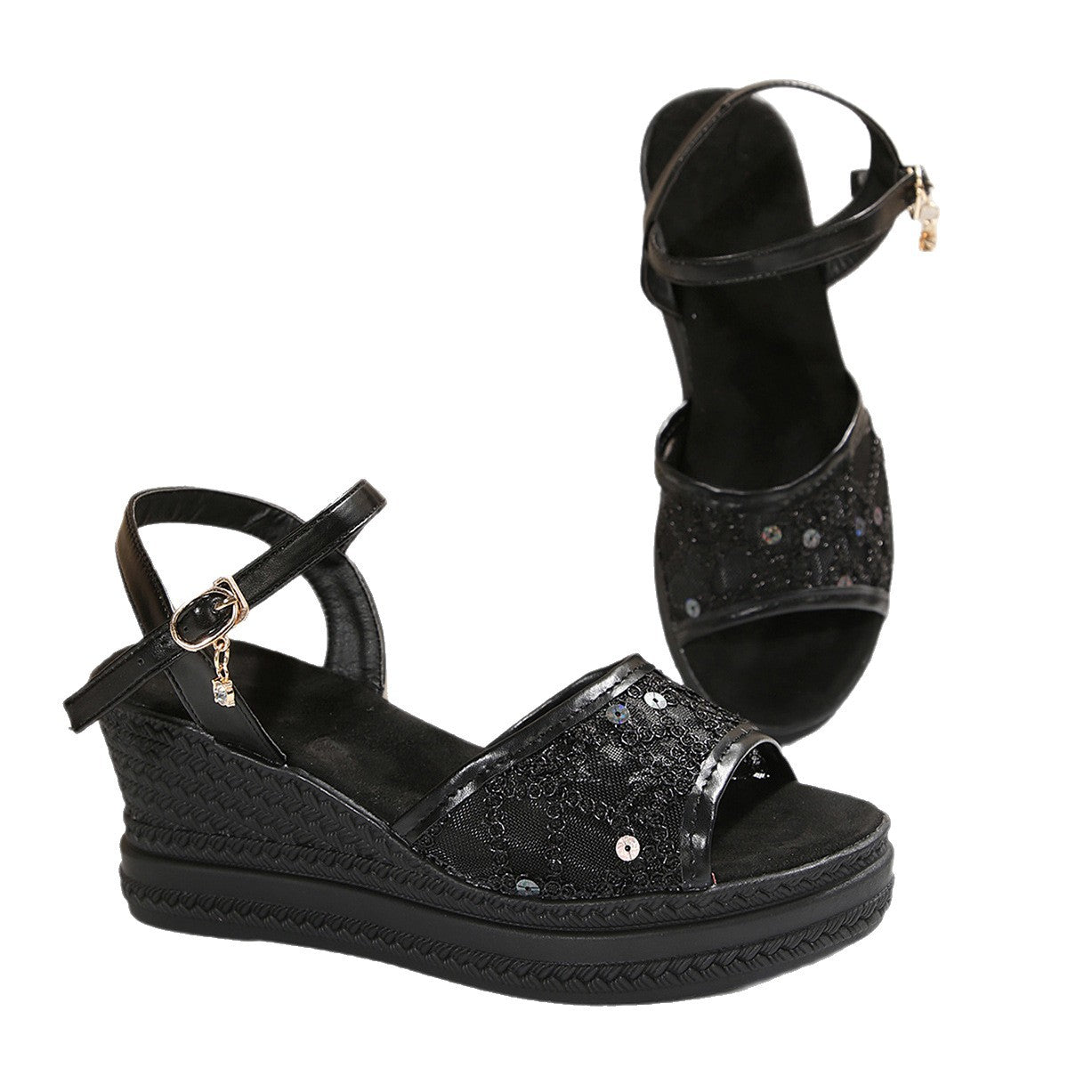 Women's Mesh Peep-Toe Platform Large-Size Sandals
