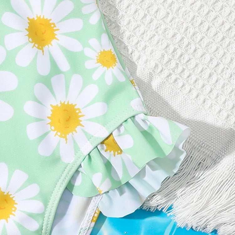Girl's One-piece Swimming Suit Flower Print Cartoon