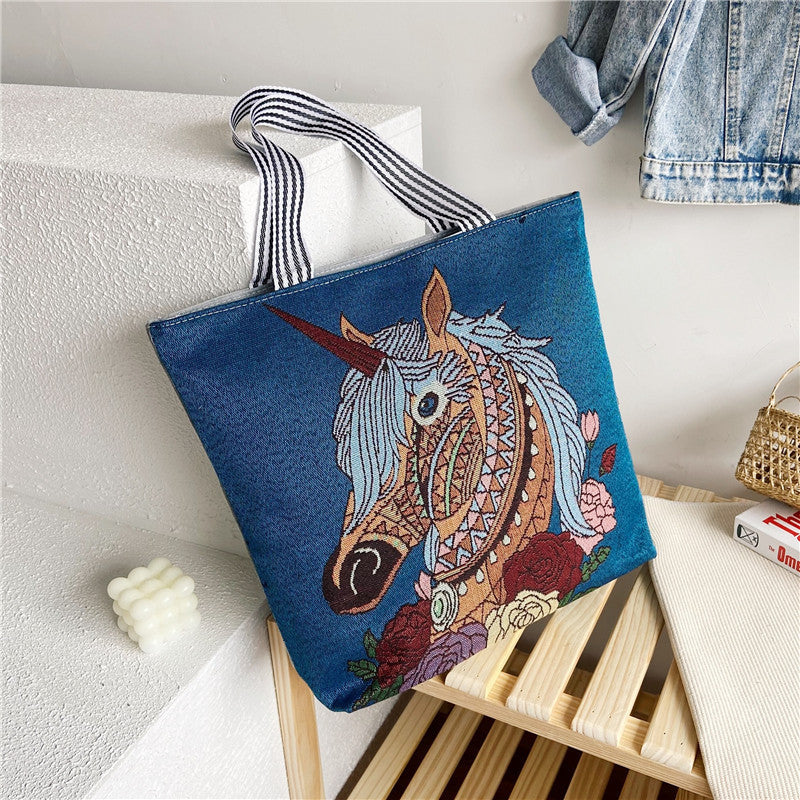 Student Portable Canvas Bag Literary Storage