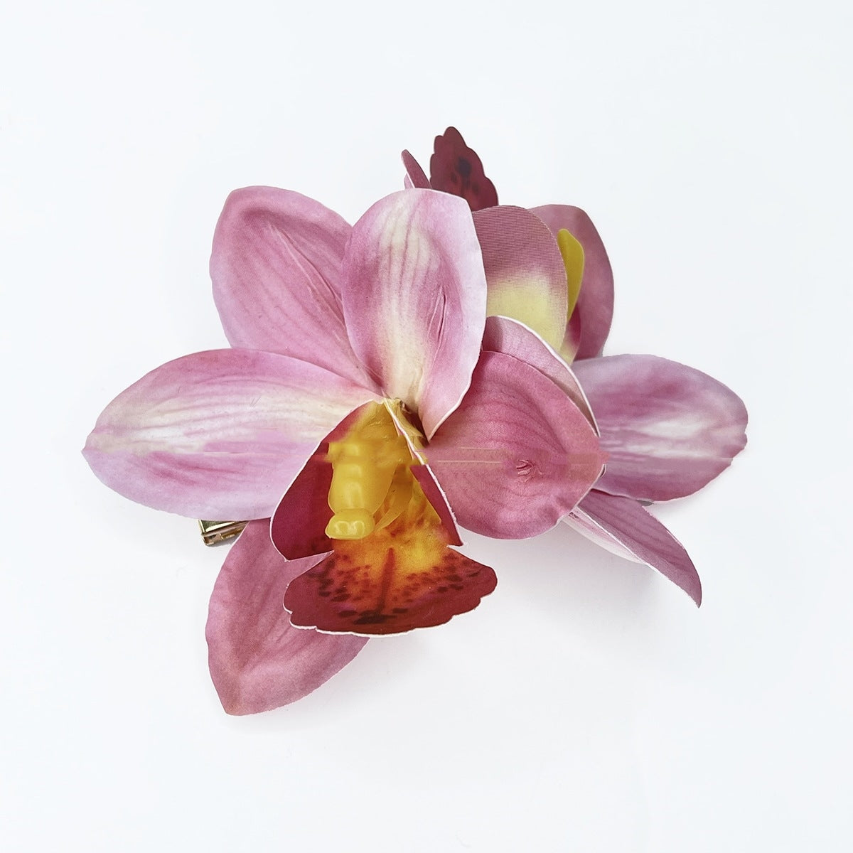 Double Orchid Barrettes Bohemian Vacation Style Hairpin