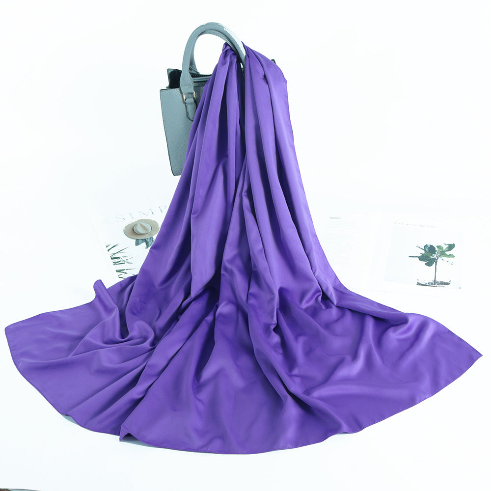 Solid Color Casual Malay Scarf Satin Shawl