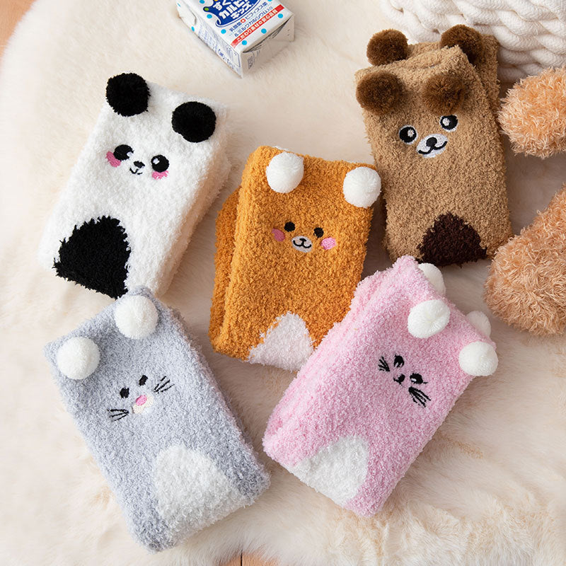 Coral Fleece Warm Socks Women's Cartoon Thickening