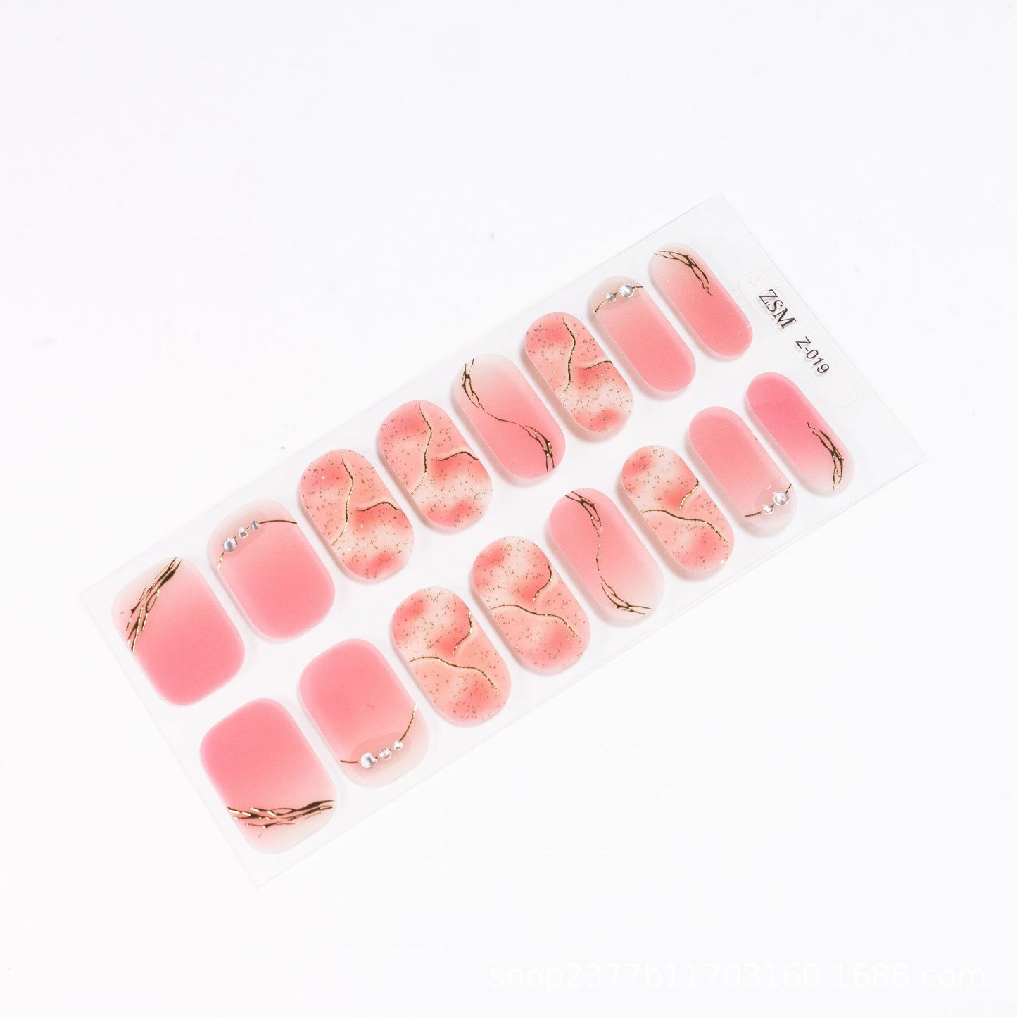 16 Finger Diamond Nail Sticker 3D Waterproof