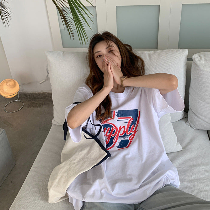 Casual T-shirt til kvinder i amerikansk streetwear-stil