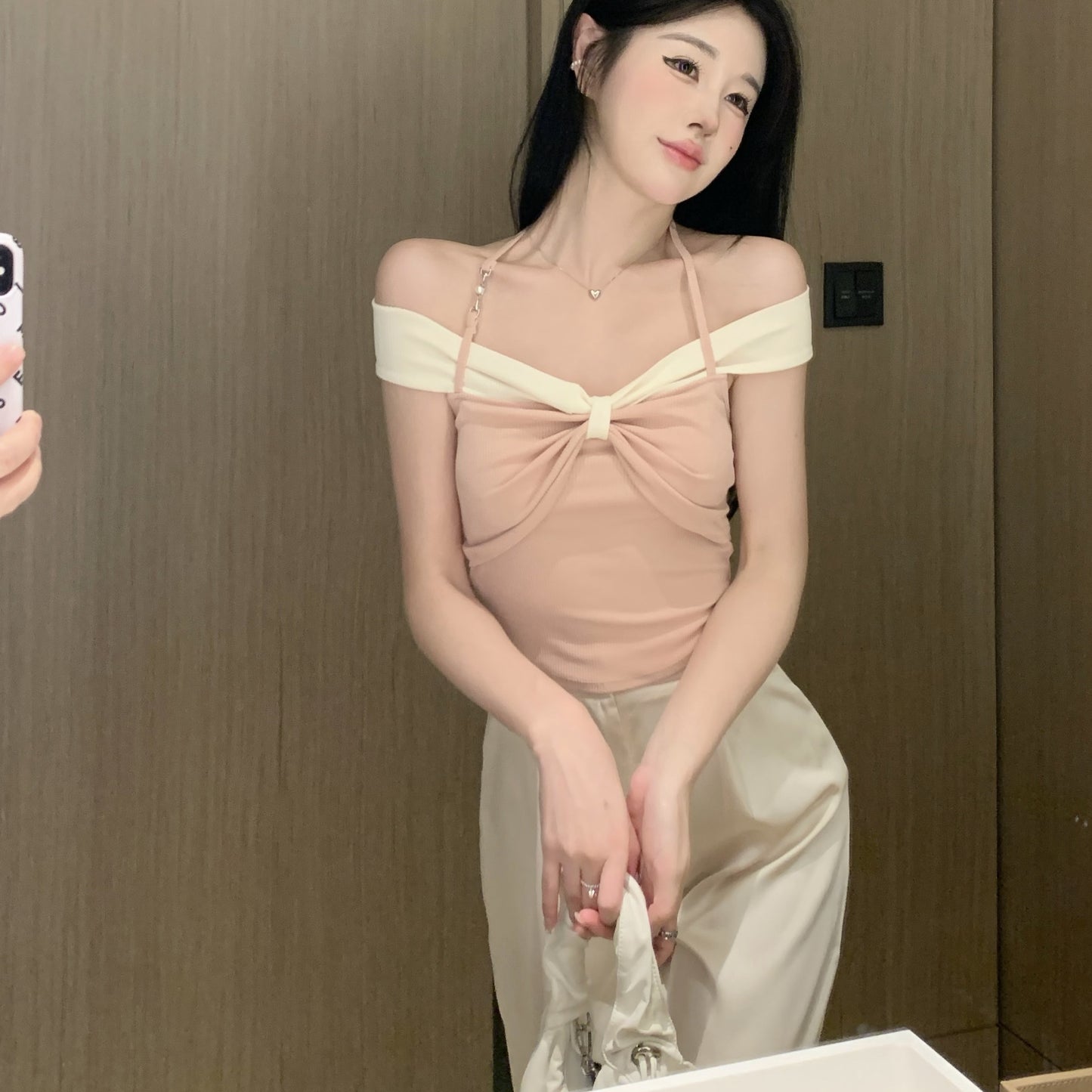 One-shoulder Short Design Niche Top