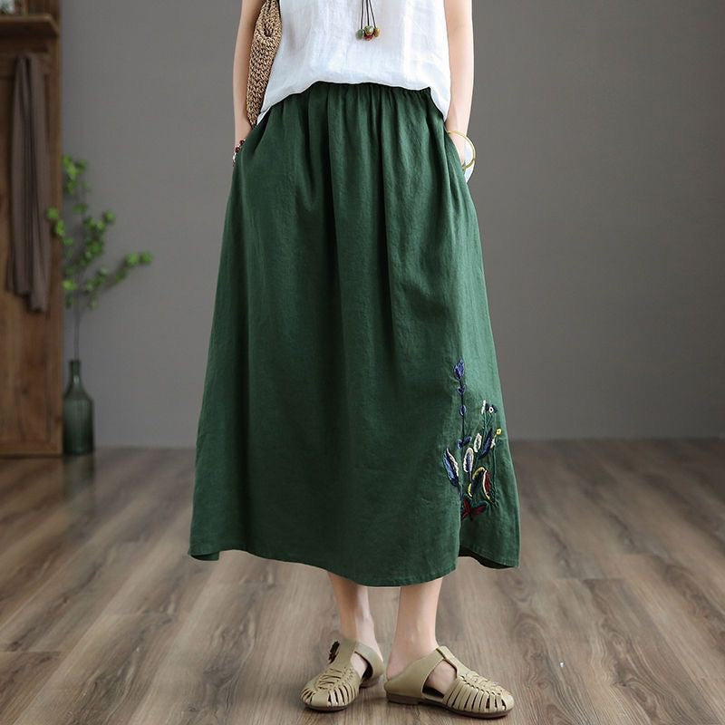 Summer Retro Women's Cotton And Linen Skirt