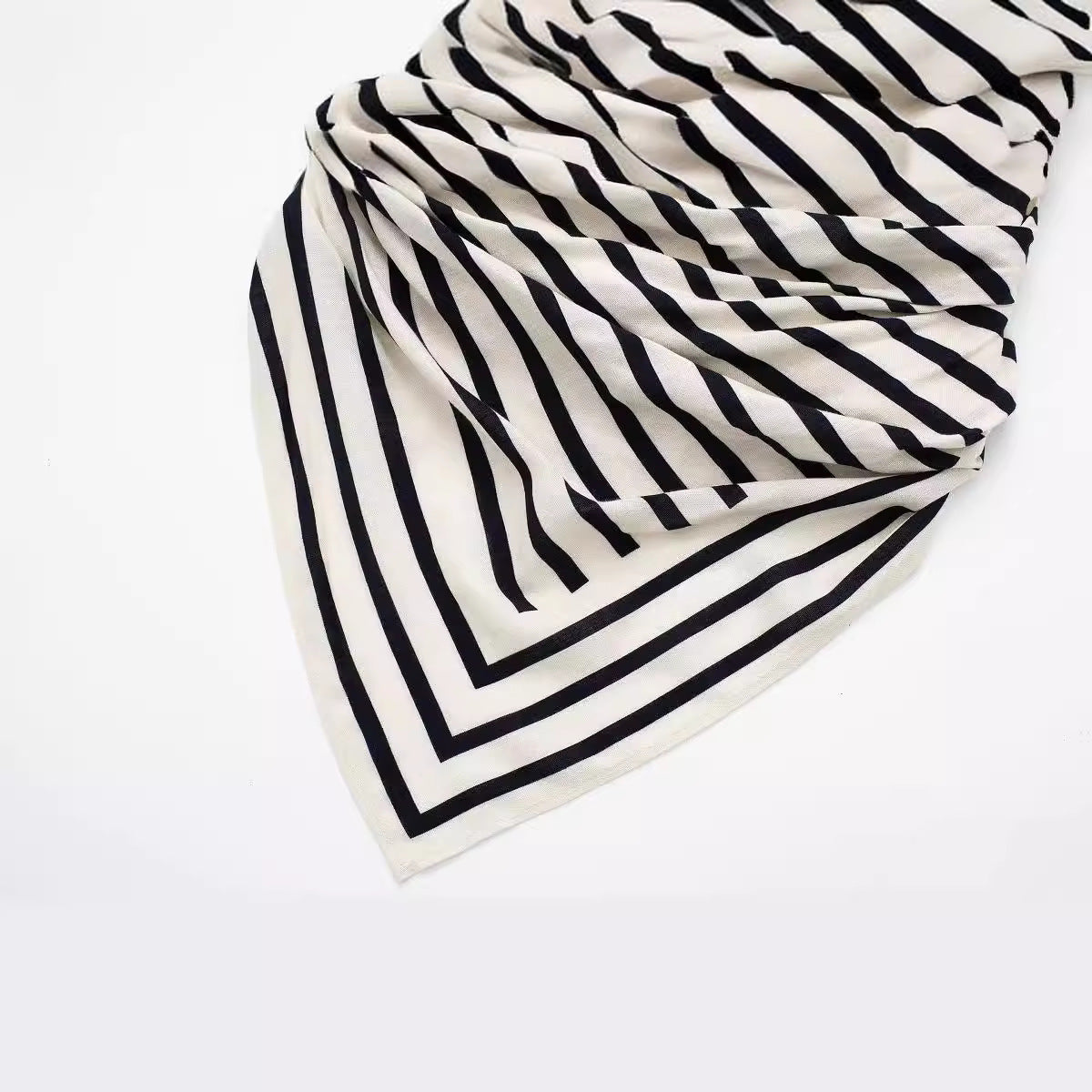 European And American Style Striped Straight Collar Off-the-shoulder Tube Top Top