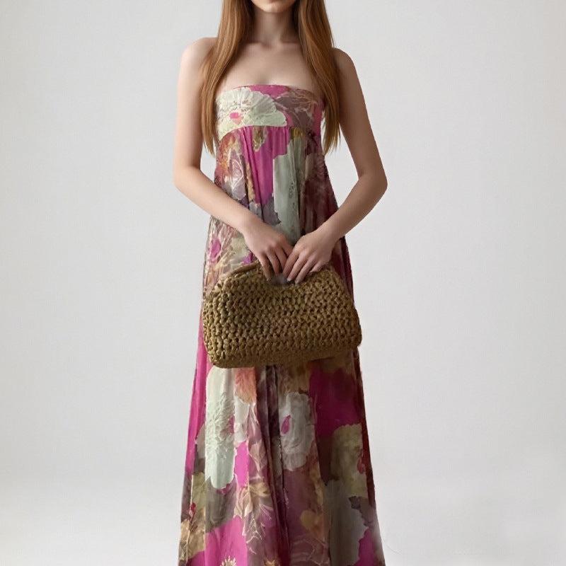 Womens Fashion Sleeveless Printed Casual Dress