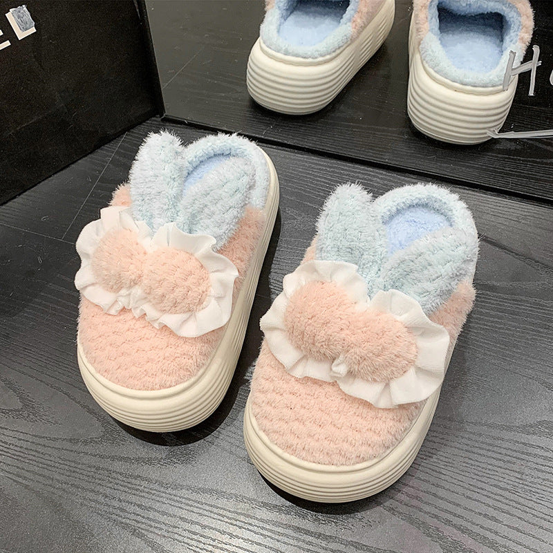 High Heel Cotton Slippers Women's Cartoon Cute Rabbit