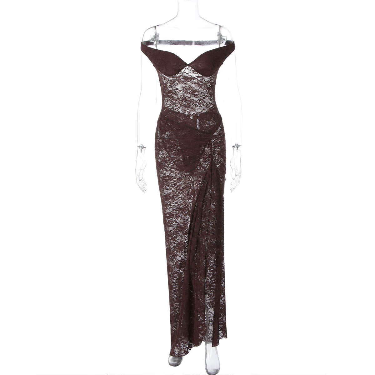 Seamless Ring-shoulder Backless Jumpsuit And Maxi Dress Set For Women