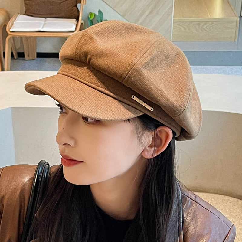 Women's Korean-style All-match Metal Label Peaked Cap