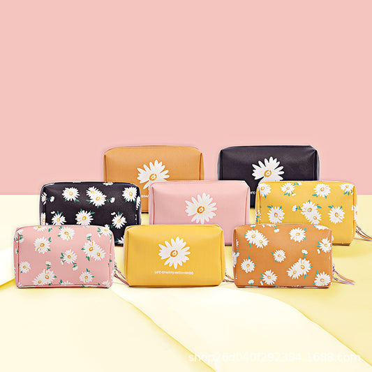 New PU Hand Cosmetic Bag Small Daisy