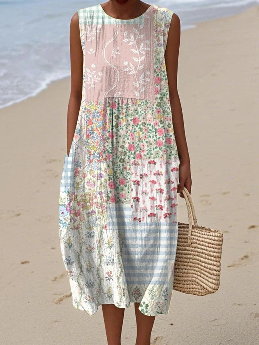 Fashionable Printed Womens Elastic Waist Dress