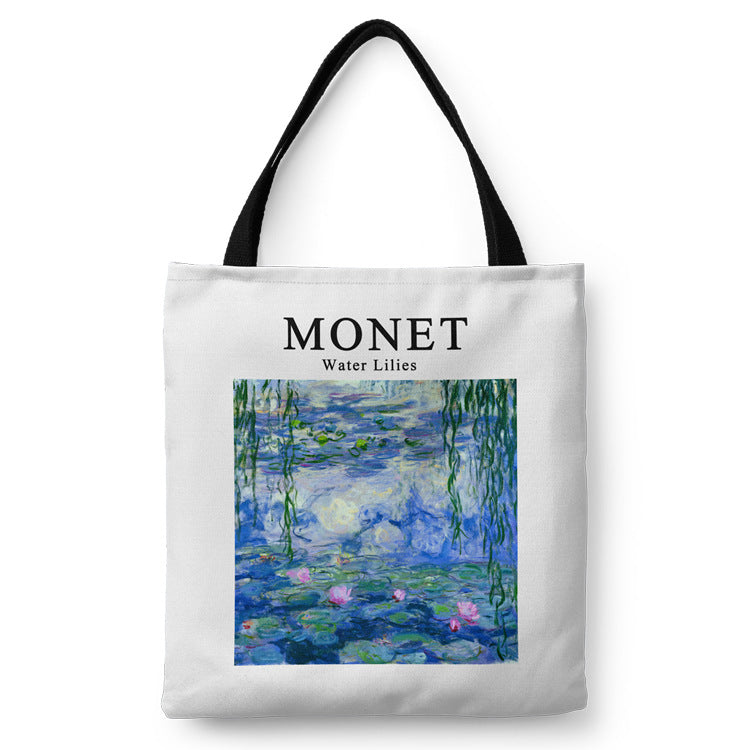 Monet Weeping Willow Water Lily Canvas Bag Shopping Bag Handbag