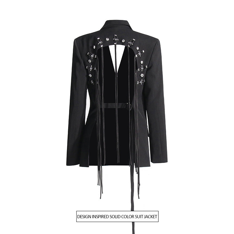 Fashion Double Breasted Solid Color New Hollow Out Coat
