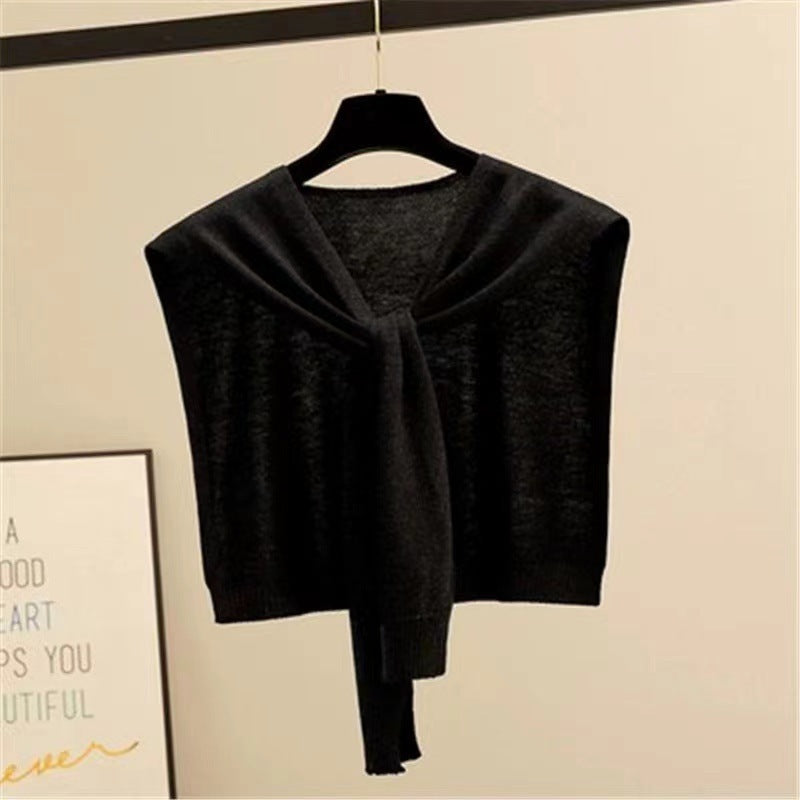 Knitted Striped Shawl Outer Match High-end