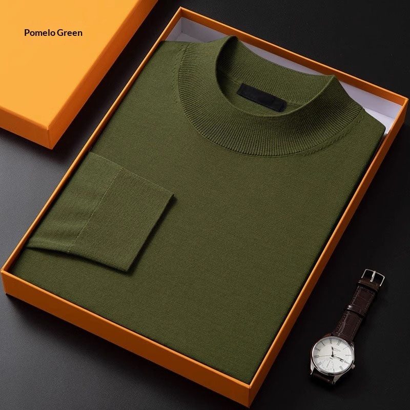 Mens Versatile Fine-knit Half-turtleneck Base Sweater