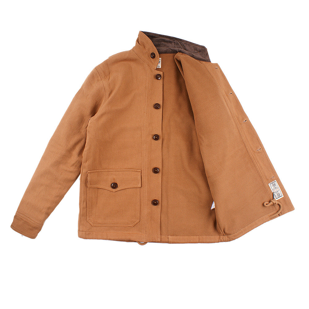 Men's Velvet Stand Collar-pocket Thick Jacket