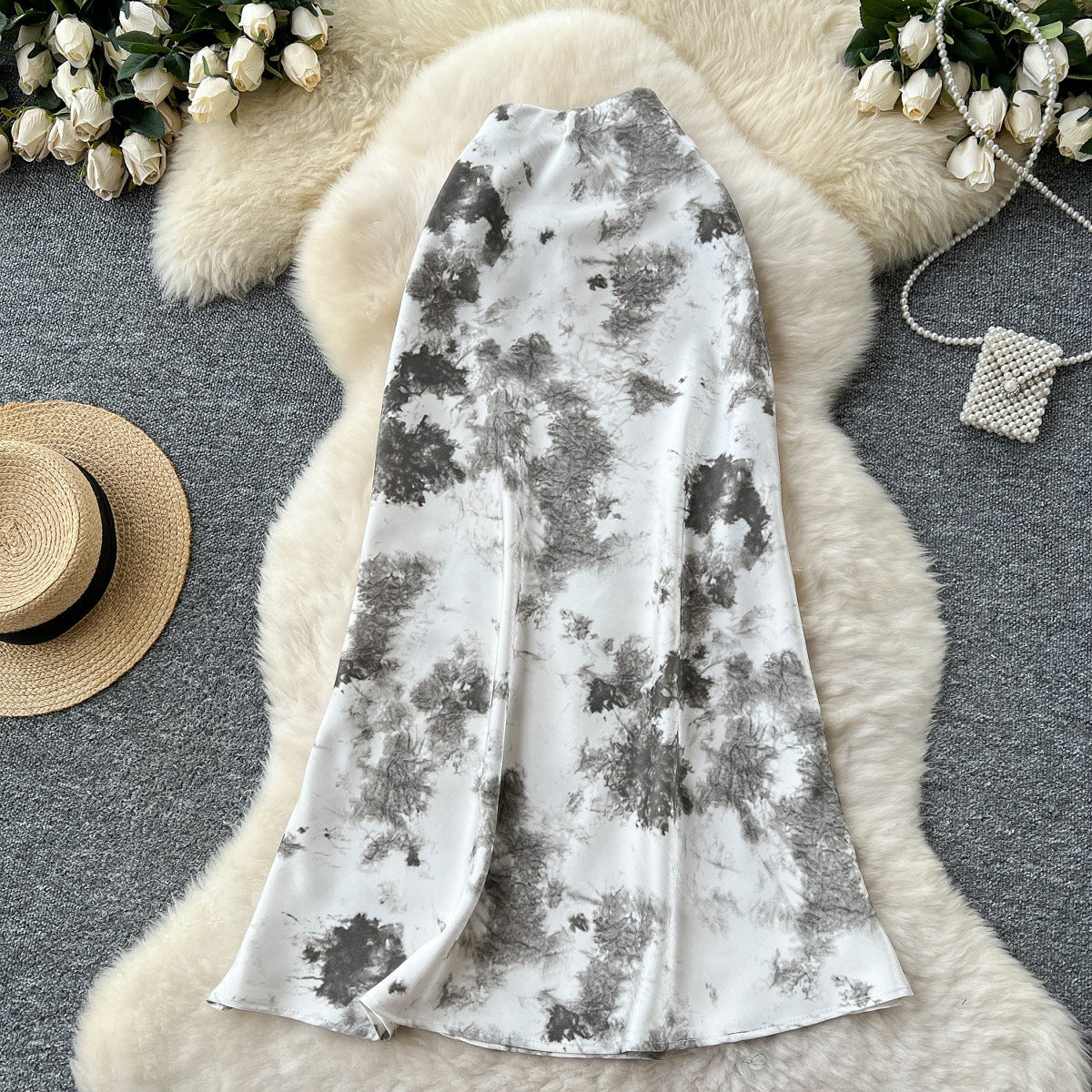 French-style Sophisticated Satin Skirt For Women