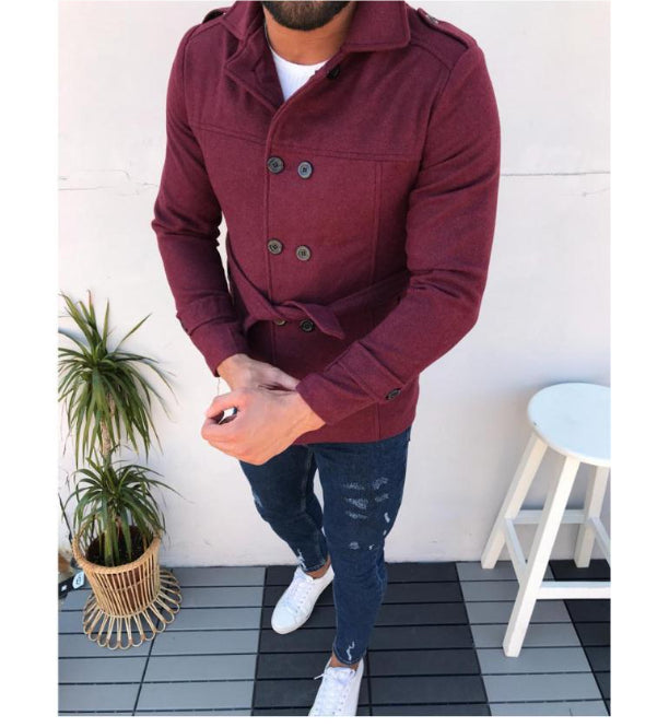 Double-breasted casual trench coat wool coat