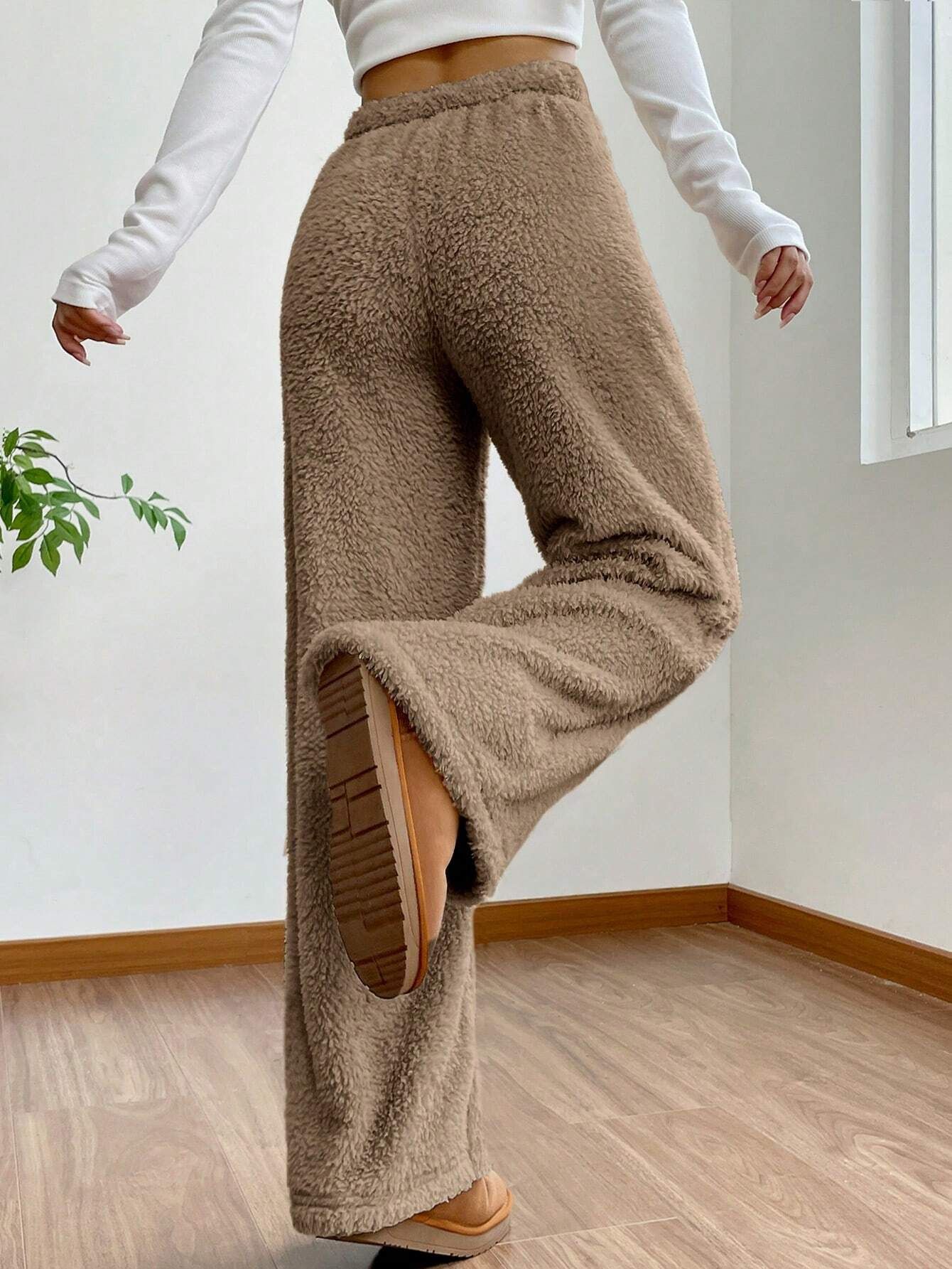 Plush Casual Loose Soft Wool Warm Home Pants
