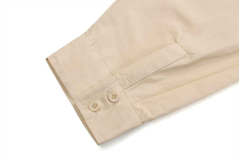 Loose Spring And Autumn Lapel Color Matching American Street Fashion Zipper Shirt