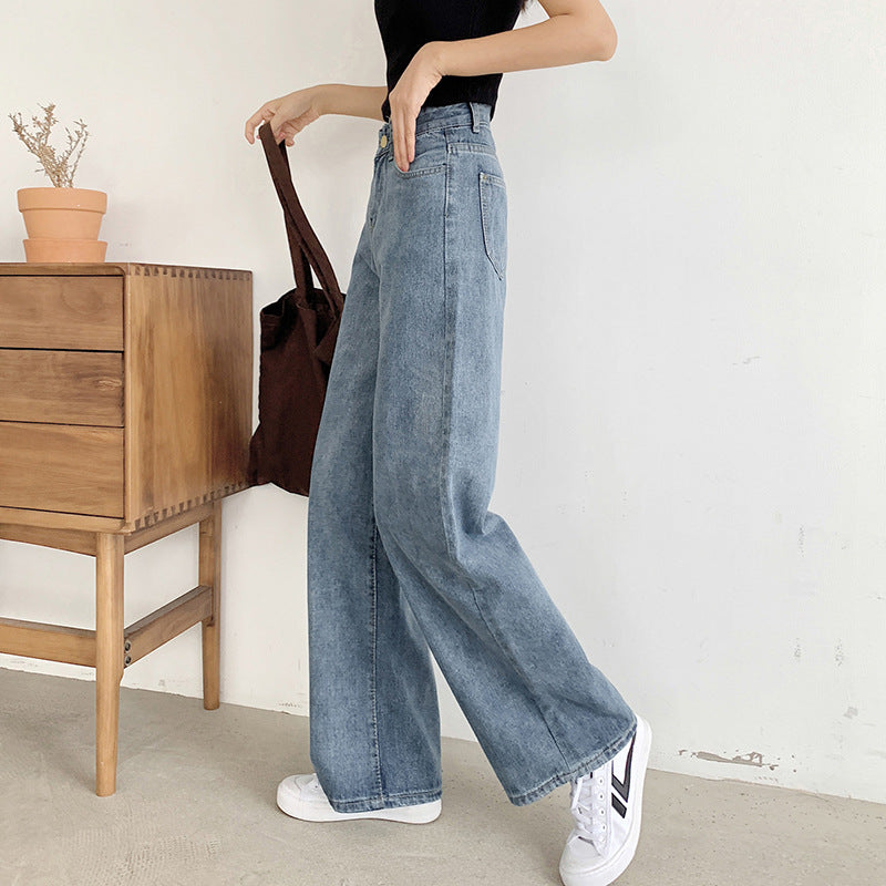 High-waisted Jeans Women's Loose Large Size Slimming Drape Wide-leg Pants