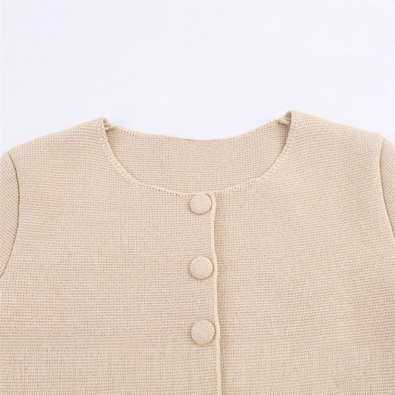 Fashionable Short Sleeve Skirt Style Knit Jacket
