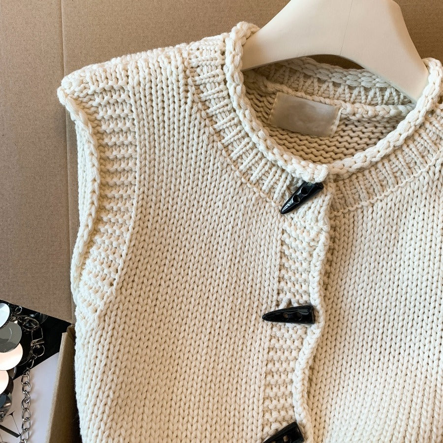 Loose-fitting Single-breasted Layered Top For Winter