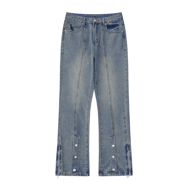 Buckle Straight Personality Foot Mouth Slimming Jeans