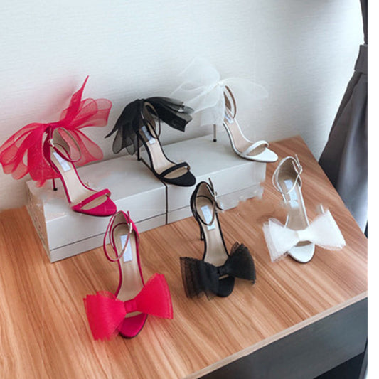 New Style Satin Bow Stiletto Heel Sandals