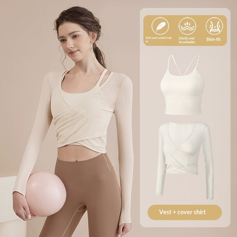 Spring And Autumn Solid Color Training Fitness Bra With Padding Pilates Set For Women