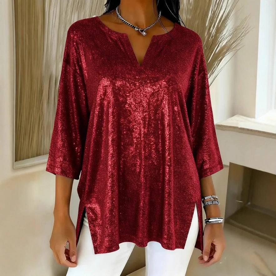 Independent Site Women's Shiny Christmas Long Sleeve Top