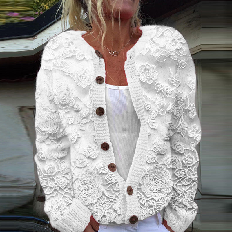 3D digitalt printet cardigan strikket frakke til kvinder