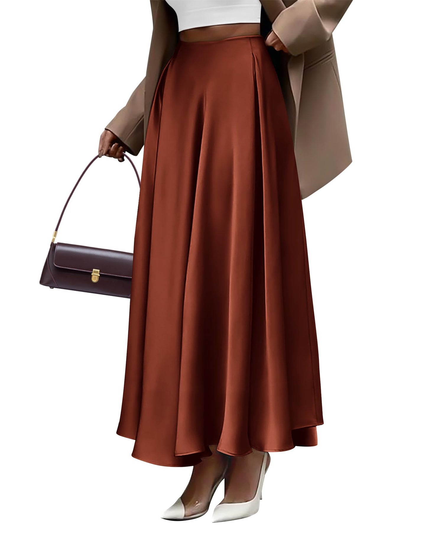 Solid Color High Waist Long Skirt Elegant Plus Size Skirt Women