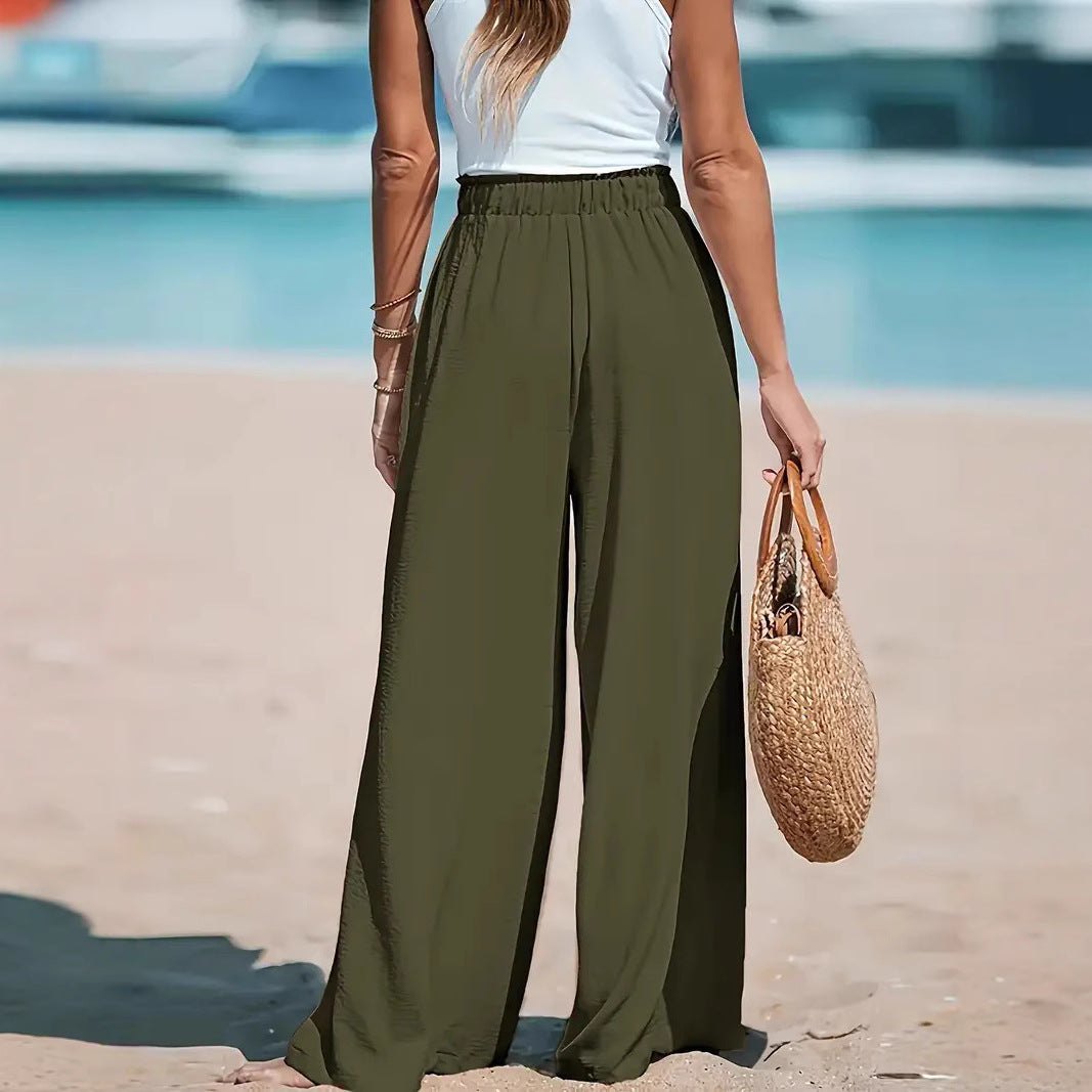 Women's Drawstring Loose Casual Wide-leg Trousers