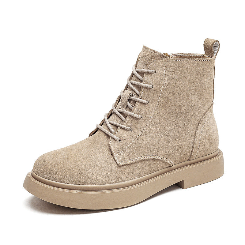 Leather Martin Boots Women's Matte Mid-heel Flat