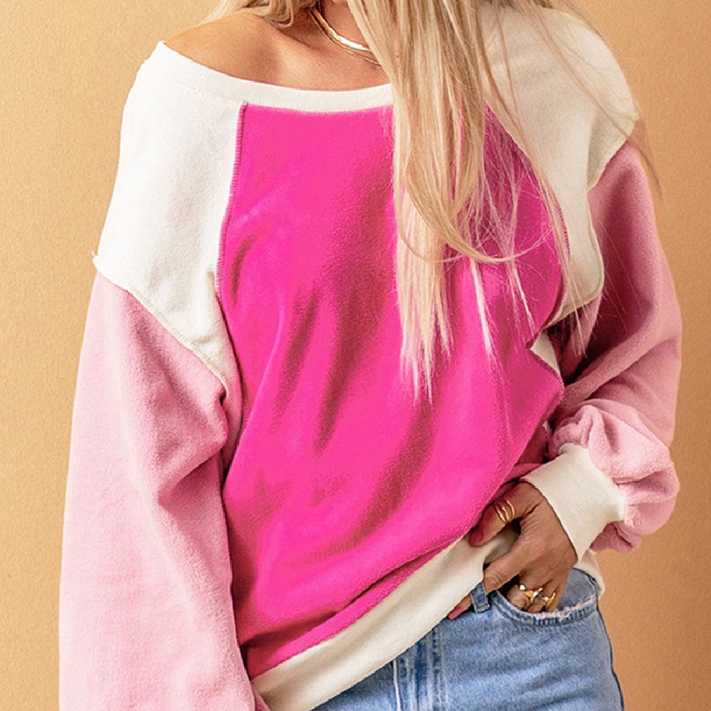 Stilfuld løs sweater med rund hals