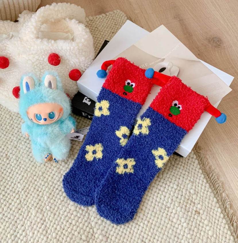 Coral Fleece Socks Women's Winter Thermal Middle Tube Sleep
