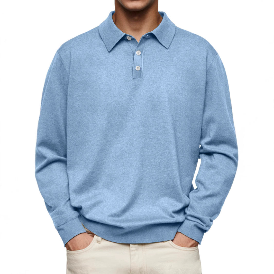 Long Sleeve V-neck Buttons Men's Casual Jacket Polo Shirt