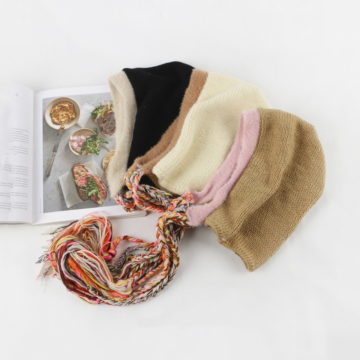 Rainbow Tassel Braid Contrast Wool Hat