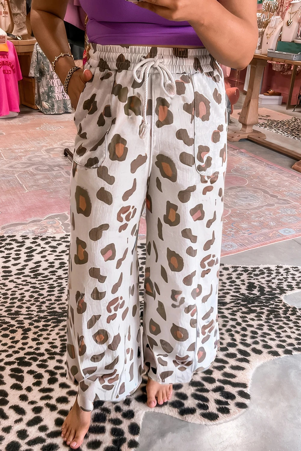 Personality Trend Leopard Print Floral Print Casual Jumpsuit