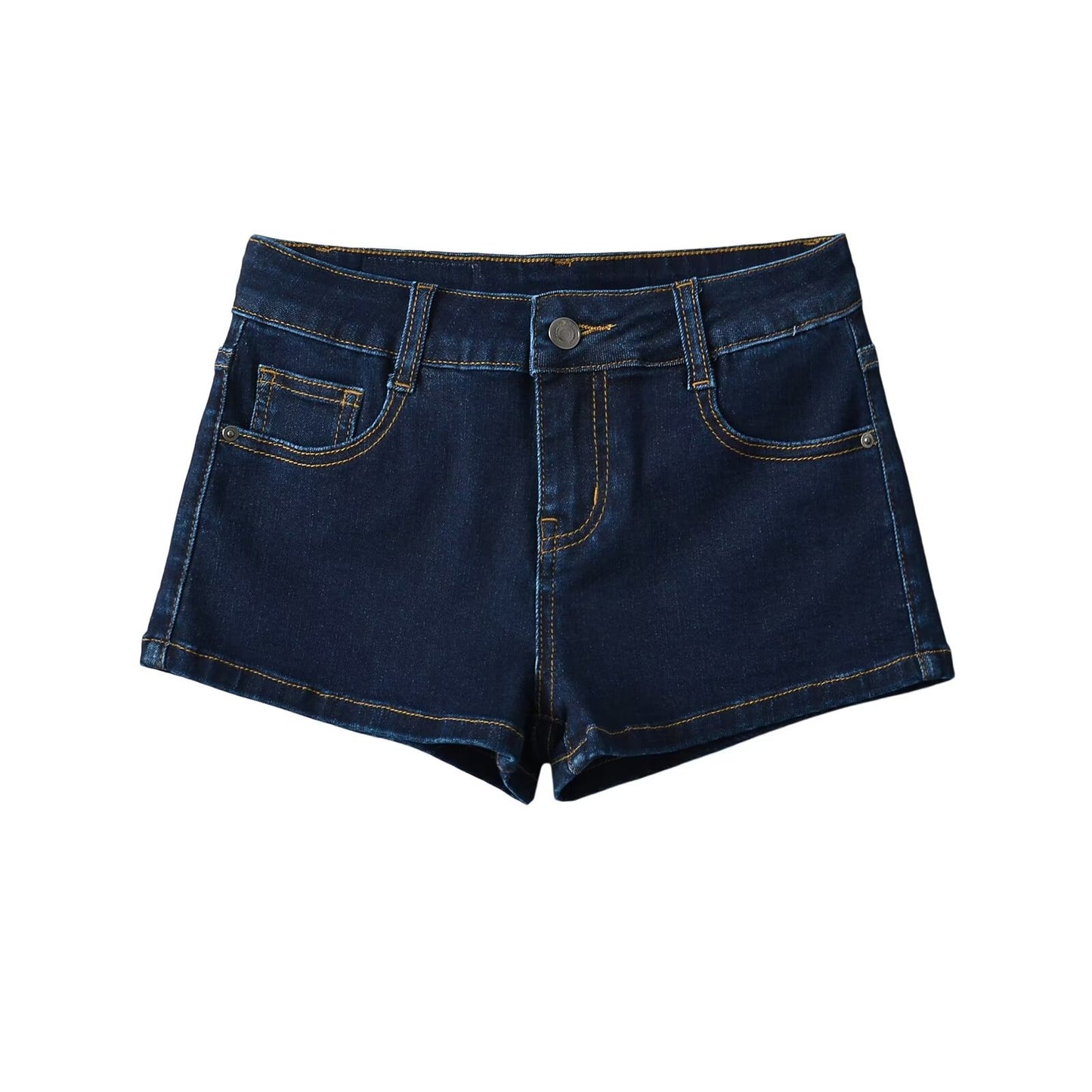 Lavtaljede denimshorts, skinny, stretchy, slankende
