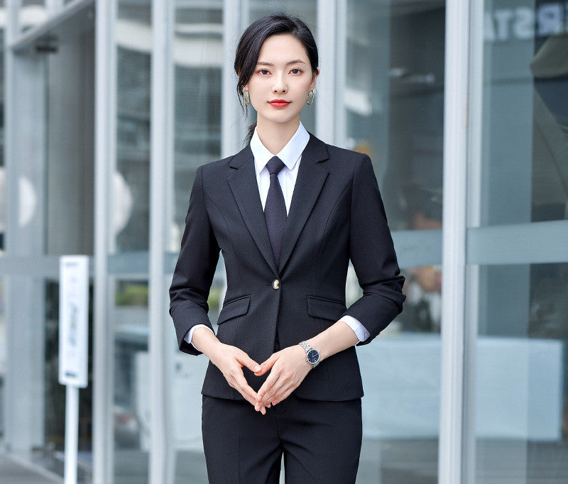 Grain Micro-elastic Workplace Random Combination Business Office Meeting Men's And Women's Same Suit